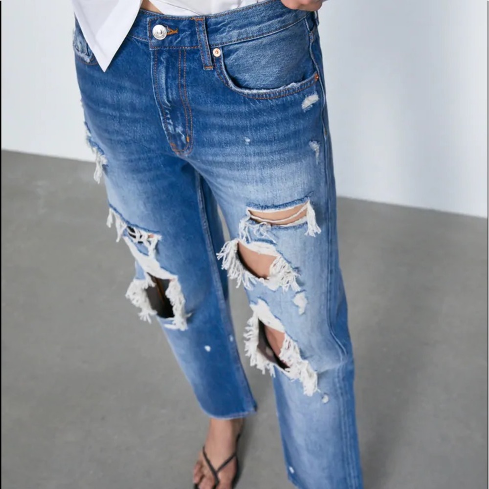 Zara JEANS ZW PREMIUM STRAIGHT CROPPED JEANS new - Picture 3 of 9